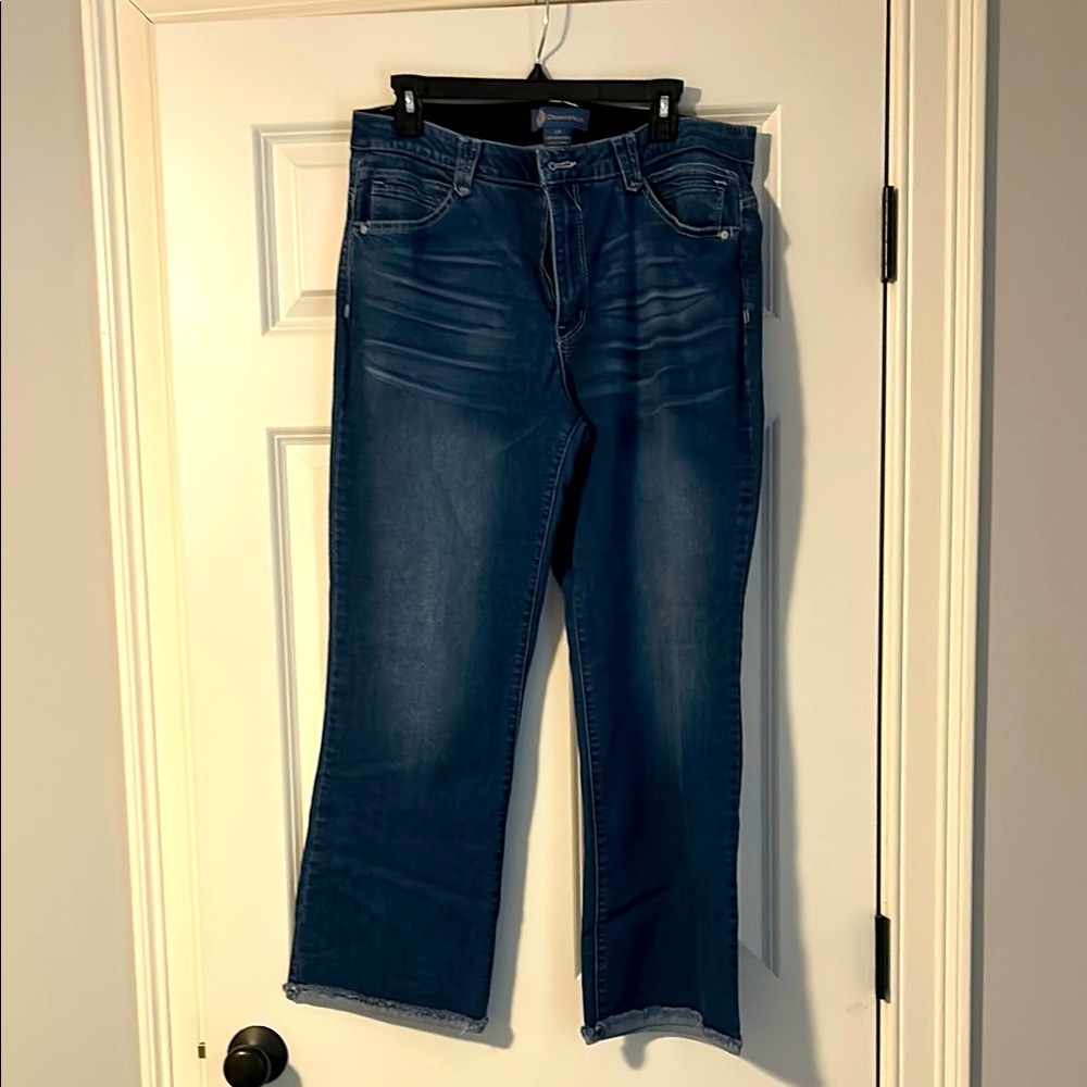 Democracy ab solution mid rise jeans size 14. Frayed sewn up hem.